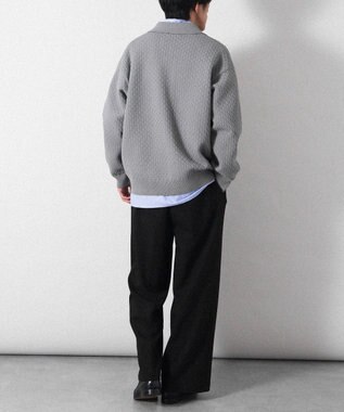 CRAFT STANDARD BOUTIQUE 柄編みニットシャツカーディガン Charcoal Gray