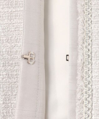 23区 L 【セットアップ対応】ライトシャインツイード ノーカラージャケット ライトグレー系