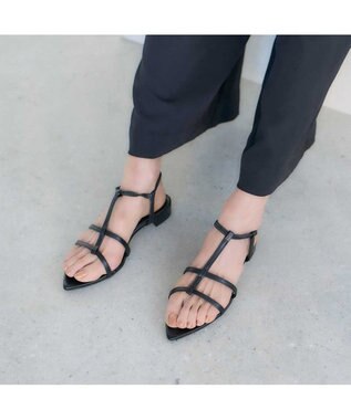 MODE ET JACOMO <carino>ポインテッドトゥTストラップサンダル ブラック