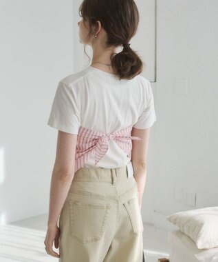 WEGO 【ANGIE VINTAGE】スカーフ付きオーバーサイズストライプシャツ ピンクソノタ