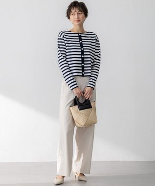 23区 【洗える】スラブツイルストレッチ ワイド パンツ ベージュ系