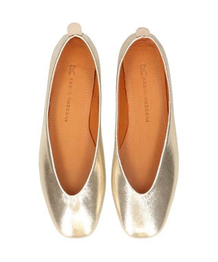 INTER-CHAUSSURES 【FABIO RUSCONI】ソフトスクエアトウVカットバレエシューズ ゴールド