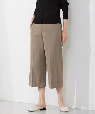 J.PRESS LADIES 【洗える・吸水速乾】コットン麻シェルドライ クロップド パンツ カーキ系