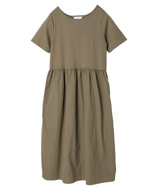 Green Parks Ｂ．ドッキングボリュームギャザーワンピース Black