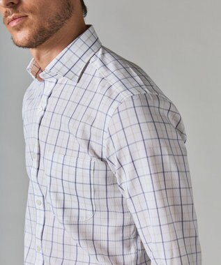 GOTAIRIKU 春夏向け【形態安定】SUMMERPREMIUMPLEATS_スモールワイドカラー 長袖ドレスシャツ（ストライプ/チェック） グレー系4