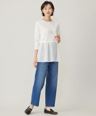 J.PRESS LADIES L 【WEB限定】レイヤードフレアー カットソー ホワイト系