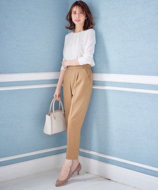 ANY SIS 【洗える】サイドバックルタックテーパード パンツ キャメル