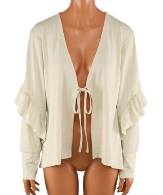 San-ai Resort（三愛水着楽園） 【UPF50＋】　フリル羽織り　M　　【San-ai Resort（サンアイリゾート）】 オフホワイト