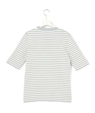 ICB L オーガニックコットン リブニット スモーキーサックス×オフホワイト