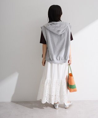 Green Parks フード付裏毛ベスト Gray Mixture