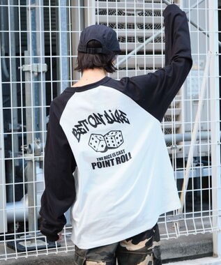 WEGO 【ユニセックス着用ITEM】ラグラングラフィックBIG　T（LS） ブラック
