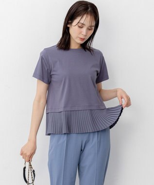 組曲 L クールプレーティング天竺プリーツ カットソー チャコールグレー系