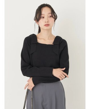 earth music&ecology 肩リボンニットプルオーバー Black