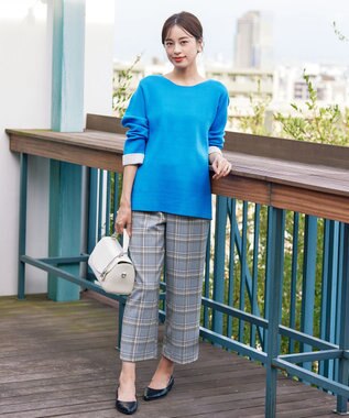 Tiaclasse 【安田美沙子さん着用・洗える】起毛チェック柄ワイドパンツ パープル