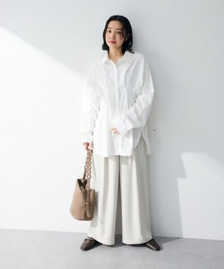 Green Parks 【WEB限定】ドロストシャーリングウエストタックシャツⅡ White