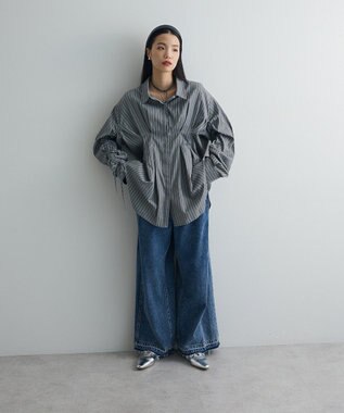 Green Parks 【WEB限定】ドロストシャーリングウエストタックシャツⅡ Charcoal Gray