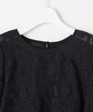 ANY SIS 【2SET】ジャガード ケープ トップス × サロペット ブラック