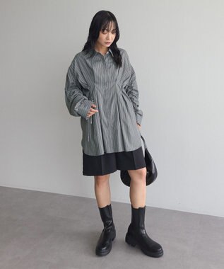 Green Parks 【WEB限定】ドロストシャーリングウエストタックシャツⅡ Charcoal Gray