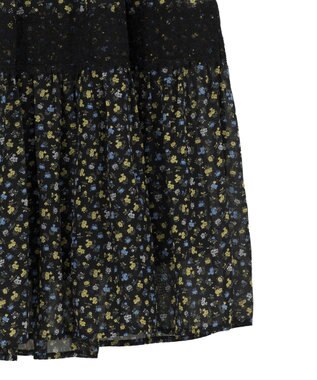 Green Parks レースドッキング花柄ティアードスカート Yellow