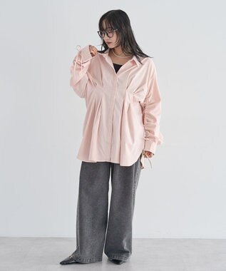 Green Parks 【WEB限定】ドロストシャーリングウエストタックシャツⅡ Pink