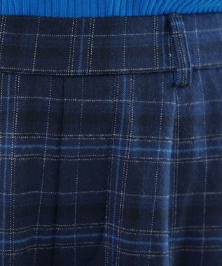 Tiaclasse 【安田美沙子さん着用・洗える】起毛チェック柄ワイドパンツ ネイビー