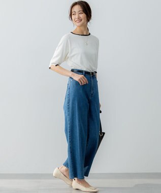 組曲 L 5分袖ニットＴシャツ アイボリー系