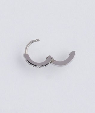 Phoebe 【金属アレルギー対応】ワンタッチビジューフープミニピアス(片耳)/サージカルステンレス シルバー シルバー