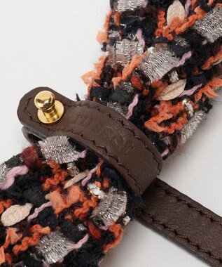 russet ツイードスカーフ付きレザー2WAYショルダーバッグ(CE-1632) D.Brown