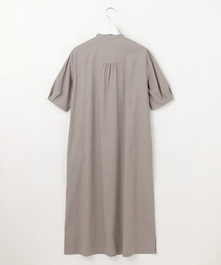 J.PRESS LADIES 【洗える】麻ポリエステルストレッチ ワンピース モカシャンブレー系