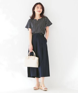 ANY SIS 【美人百花7月号掲載】エアリー ワイドクロップド パンツ ネイビー系