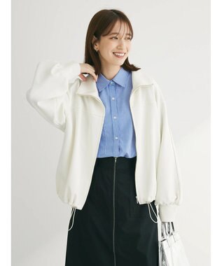 Green Parks トラックジャケット風カットカーディガン Ecru