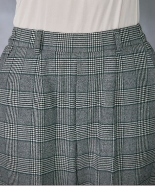 Tiaclasse 【安田美沙子さん着用・洗える】起毛チェック柄ワイドパンツ パープル