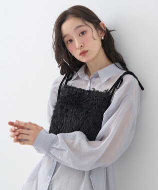 earth music&ecology ラメミックスフェザービスチェ Black