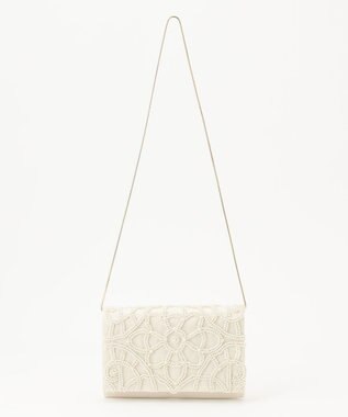 GRACE CONTINENTAL パールフラワークラッチバッグ ベージュ