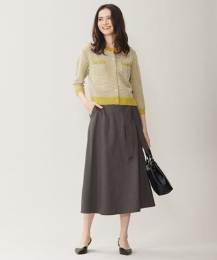 自由区 【洗える】リネンビスコースストレッチフレア スカート スレート