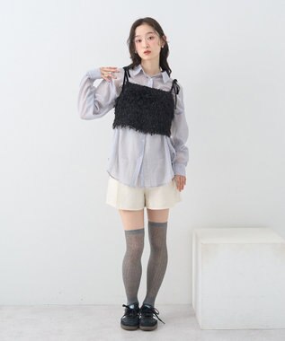 earth music&ecology ラメミックスフェザービスチェ Black