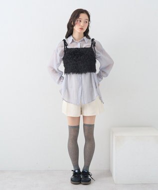 earth music&ecology ラメミックスフェザービスチェ Black