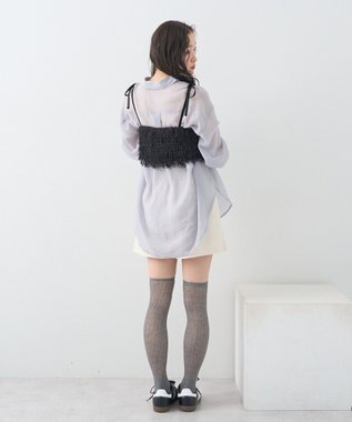 earth music&ecology ラメミックスフェザービスチェ Black