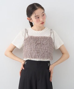 earth music&ecology ラメミックスフェザービスチェ Mocha