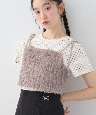 earth music&ecology ラメミックスフェザービスチェ Mocha