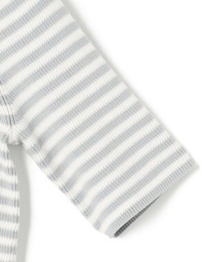 ICB L オーガニックコットン リブニット スモーキーサックス×オフホワイト