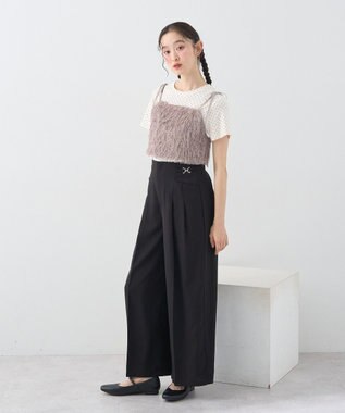 earth music&ecology ラメミックスフェザービスチェ Mocha