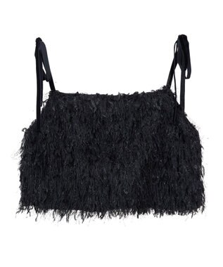 earth music&ecology ラメミックスフェザービスチェ Black