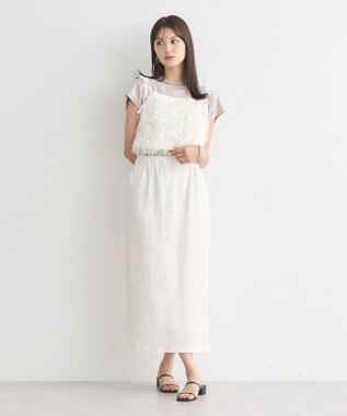 earth music&ecology ラメミックスフェザービスチェ Ivory