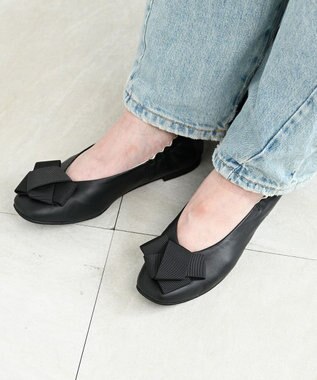 nouvelleRobe Oū サイズ追加【本革・高反発】Big Ribbon スクエアトゥ パンプス