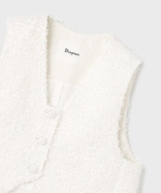 GRACE CONTINENTAL ツイードショートジレジャケット ホワイト