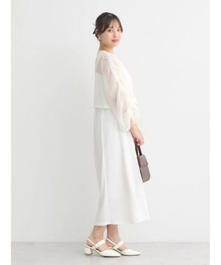 earth music&ecology キラキラシアーギャザーシャツ Off White