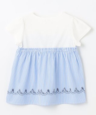 組曲 KIDS 【150-160cm】ビーチコーミングストライプ Tシャツ シーブルー系1