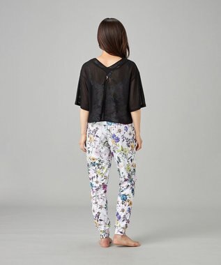 Chacott シアーリブバッククロスTシャツ ブラック