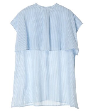 CRAFT STANDARD BOUTIQUE インド綿フリルブラウス Stripe Sax